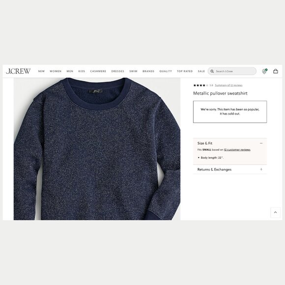 J.Crew Metallic Pullover Sweatshirt | Navy Sparkle Crew for Fall Sporting Events - Picture 8 of 8